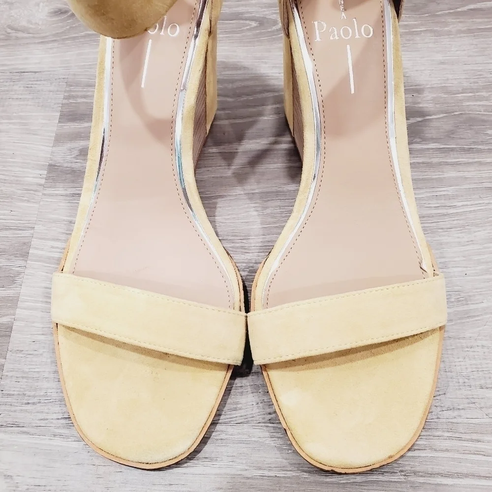 NEW Linea Paolo Elodie Wedge Yellow Suede Sandal